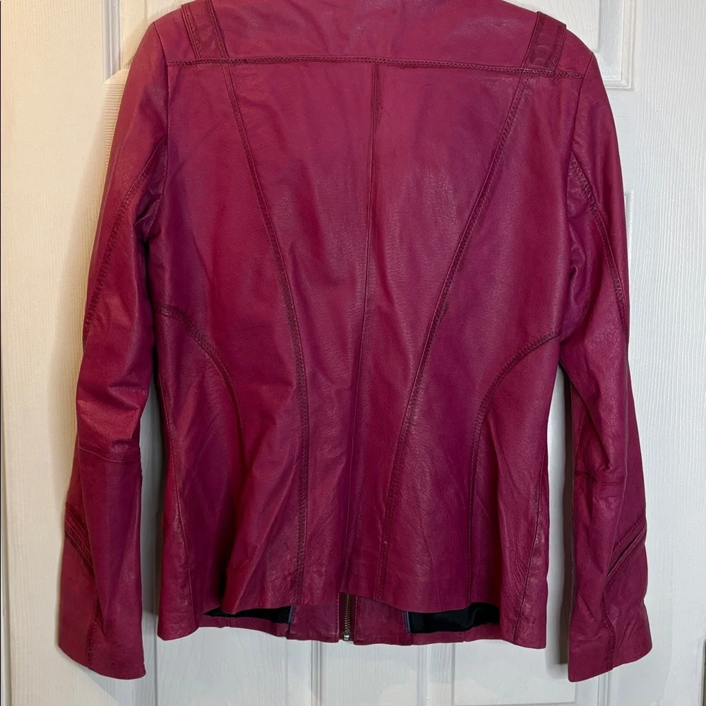 ⭐️ Danier Fuchsia Leather Jacket- size medium - Picture 7 of 12